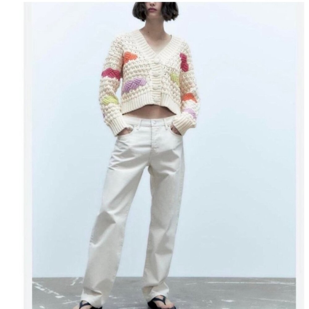 Zara Color Block Chunky Knit Sweater